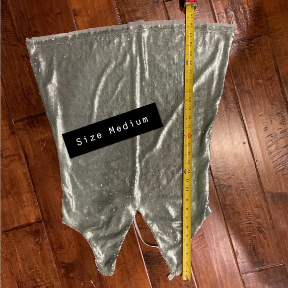 Free People Double Take Gold Rush Sequin Mini Slip Dress Green Blue - Picture 9 of 10